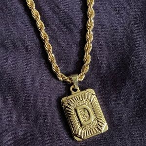 Yooblue D initial 14K Gold Plated Initial Pendant Necklaces